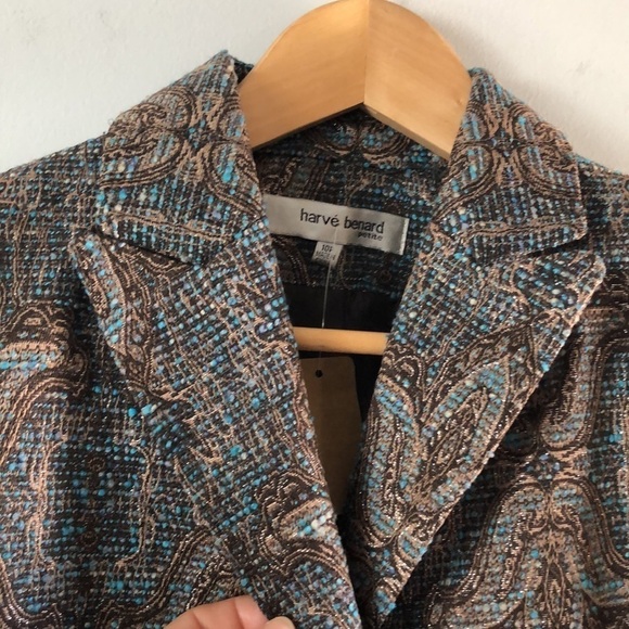 NEW VTG Harve Benard Tapestry Long Sleeve Y2K Career Suit Blazer Size 10P Jacket - Picture 2 of 16